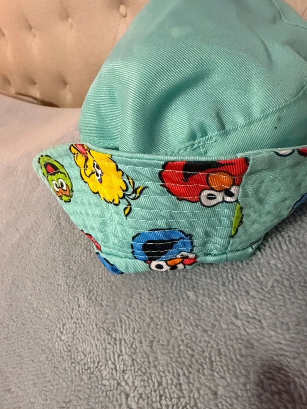 Sesame Street Aqua Blue Reversible Bucket Hat “Amazing” Character Patch